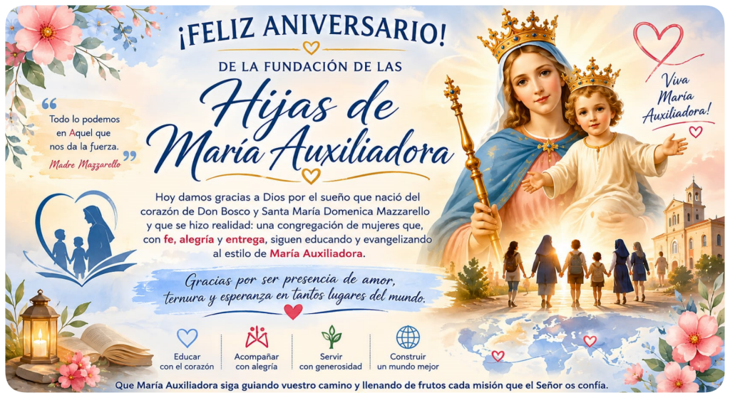Celebramos con alegría el aniversario de la fundación de las Hijas de María Auxiliadora